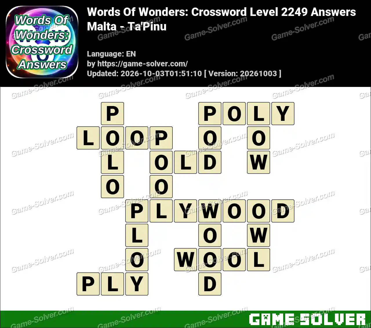 Words Of Wonders: Crossword Level 2249 Answers – Malta – Ta’Pinu